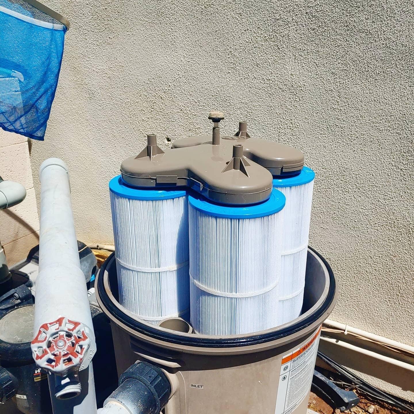 Crystal-clear backyard pool after professional cleaning by Tartan Pools in Chandler, AZ